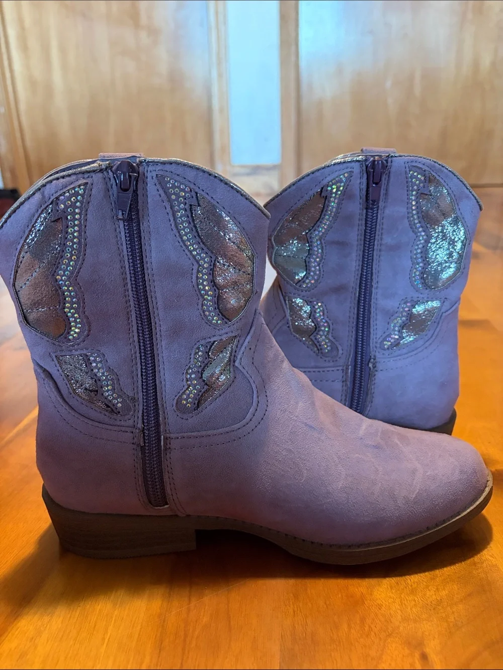 Madden Girls' Lavender Suede Western Ankle Boots Size 5